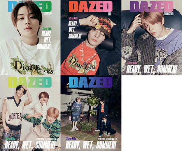 STRAY KIDS - DAZED Korea July 2023 - Cover: LEE KNOW, SEUNGMIN, I.N STRAY KIDS (Version choice)